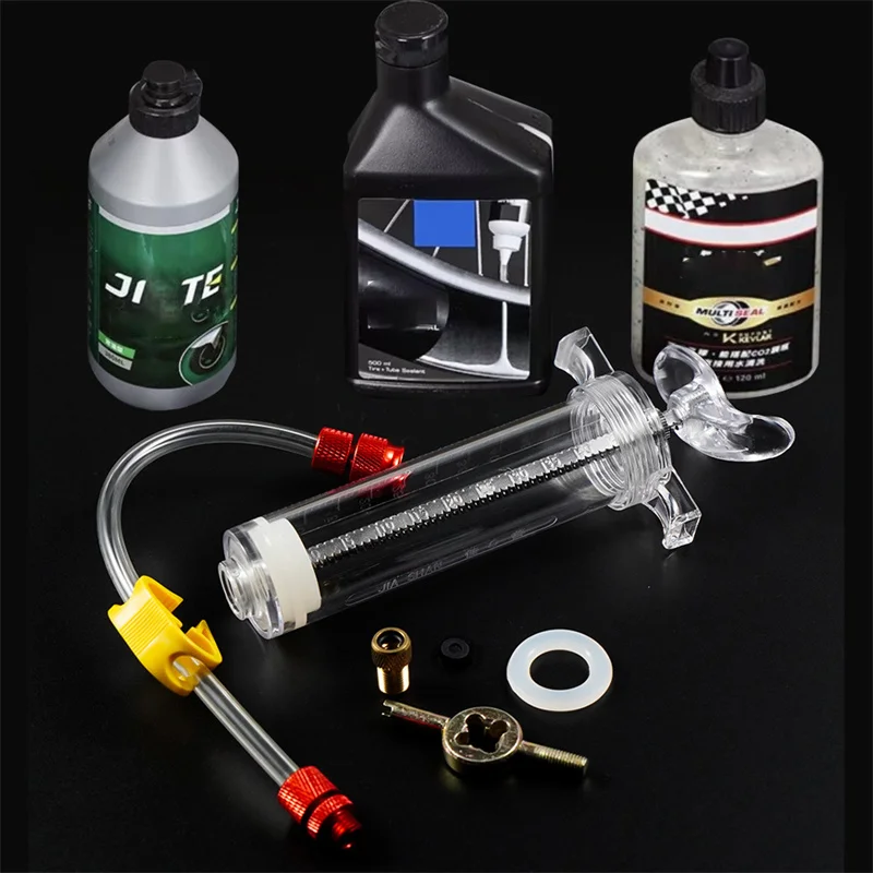 CHOOEE Bicycle Tubeless Sealant Syringe Mtb Road Bike Sealant Tubeless Injection Tool Cycling Injector Tire Fluid Repair Kit