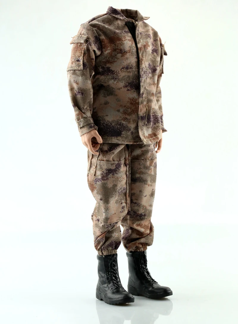 1/6 مقياس الذكور الجندي السماء المرصعة بالنجوم الصحراء التمويه دعوى الملابس الصفراء مجموعة صالح 12 ''عمل الشكل الجسم الدمى #2