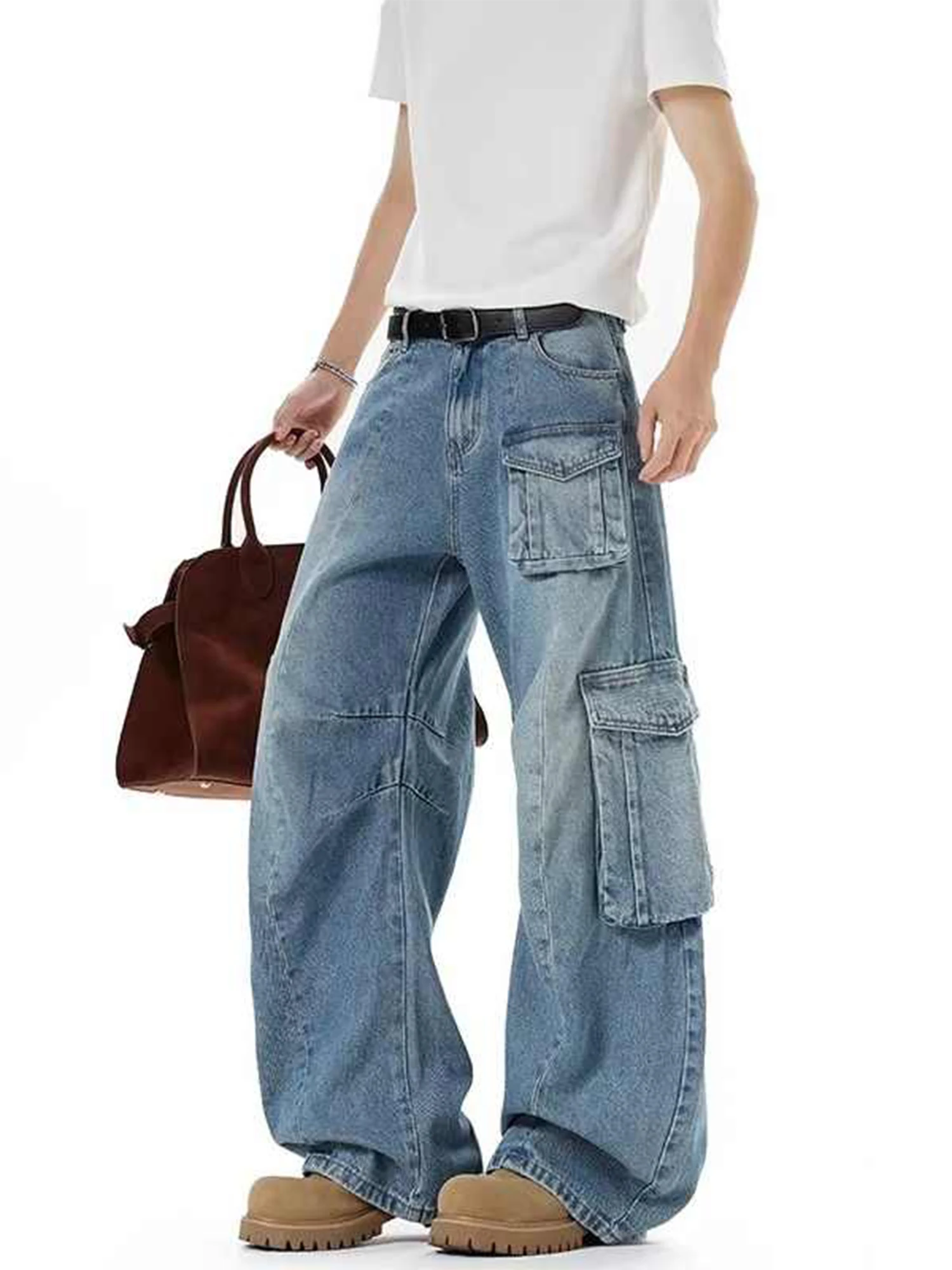 

Women Blue Y2k Cargo Jeans Japanese 2000s Style Baggy Bent Knife Jean Pants 90s Vintage Harajuku Hip Hop Denim Trousers Clothes