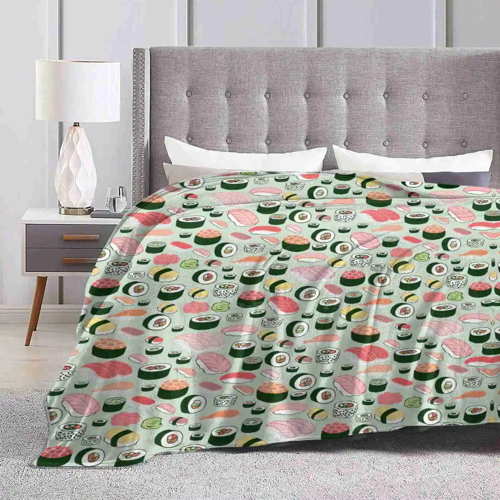 Sushi Forever! New Print Novelty Fashion Soft Warm Blanket Sushi Mint Food Sashimi Kristin Nohe Juchs