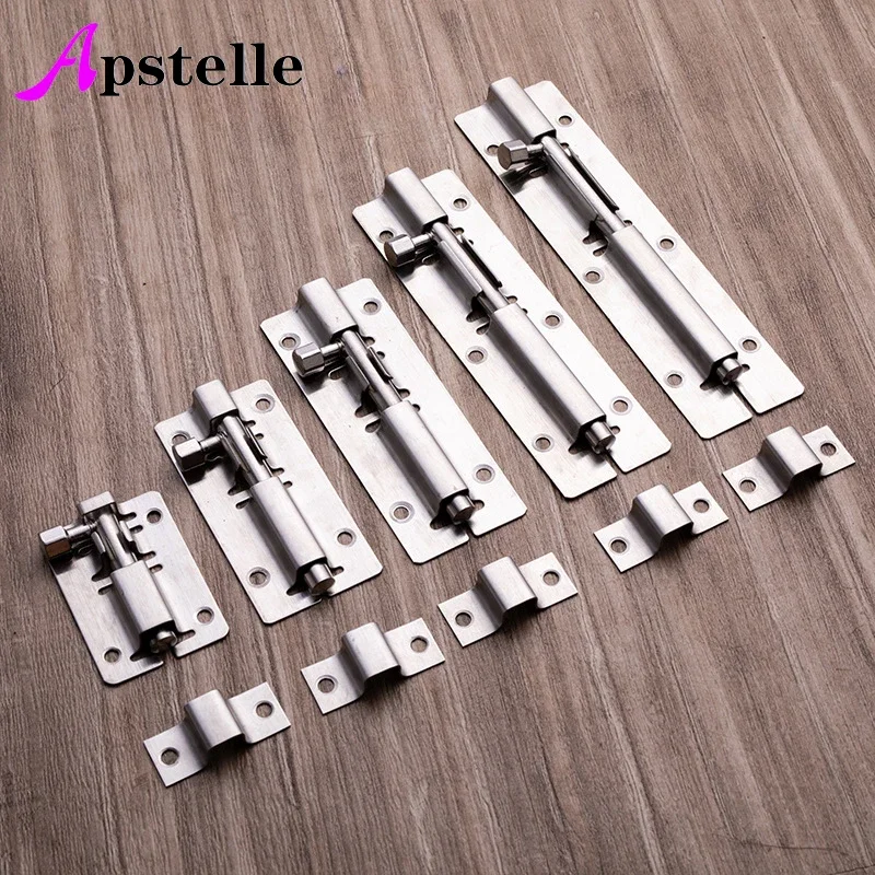 Apstelle 1Pcs 1.5/2/2.5/3/4/5/6/8/10/12 Inch Stainless Steel Door Latch Sliding Lock Bolt Latch Hasp Staple Gate Safety Lock