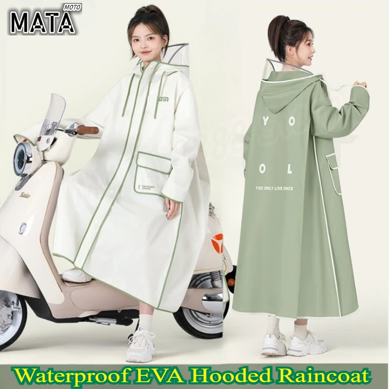 

Waterproof EVA Hooded Raincoat Moto Riding Adults Long Women for Men Rain Coat Outdoor Poncho Camping Travel Fishing Rainwear