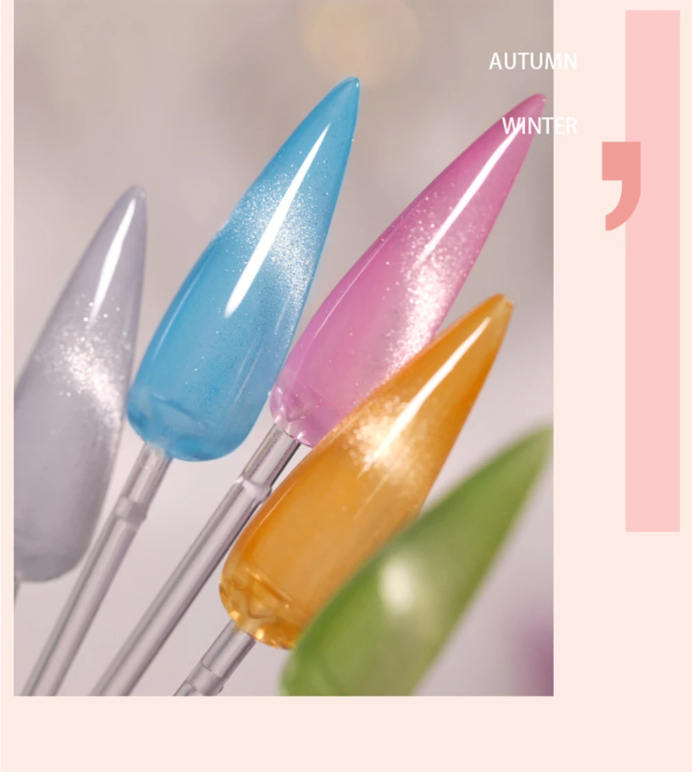 Vendeeni 10 Farben/Set Leuchtender Katzenaugen-Gel-Nagellack mit Diamant-Effekt, magnetischer UV-LED-Katzenaugen-Gel-Lack mit Display – Detail 10