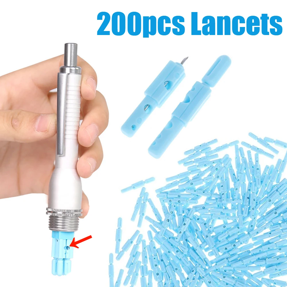 

200Pcs 21G Blood Collection Sterile Bloodletting Pen Disposable Lancet Pen Three-needle Pen Multi-four Head Bloodletting Needles