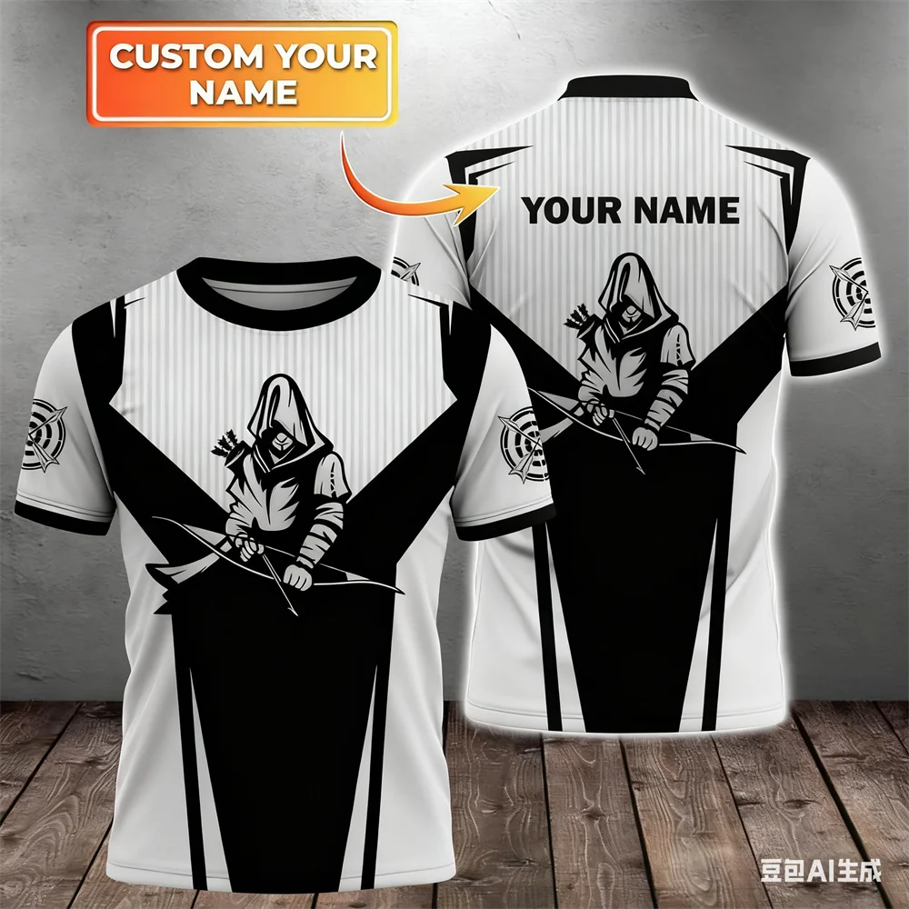 

Men's T Shirt 3D Print Personalized Name Archery T-shirt Summer Unisex Short Sleeve Loose Tee Accept Logo Customization Club Top