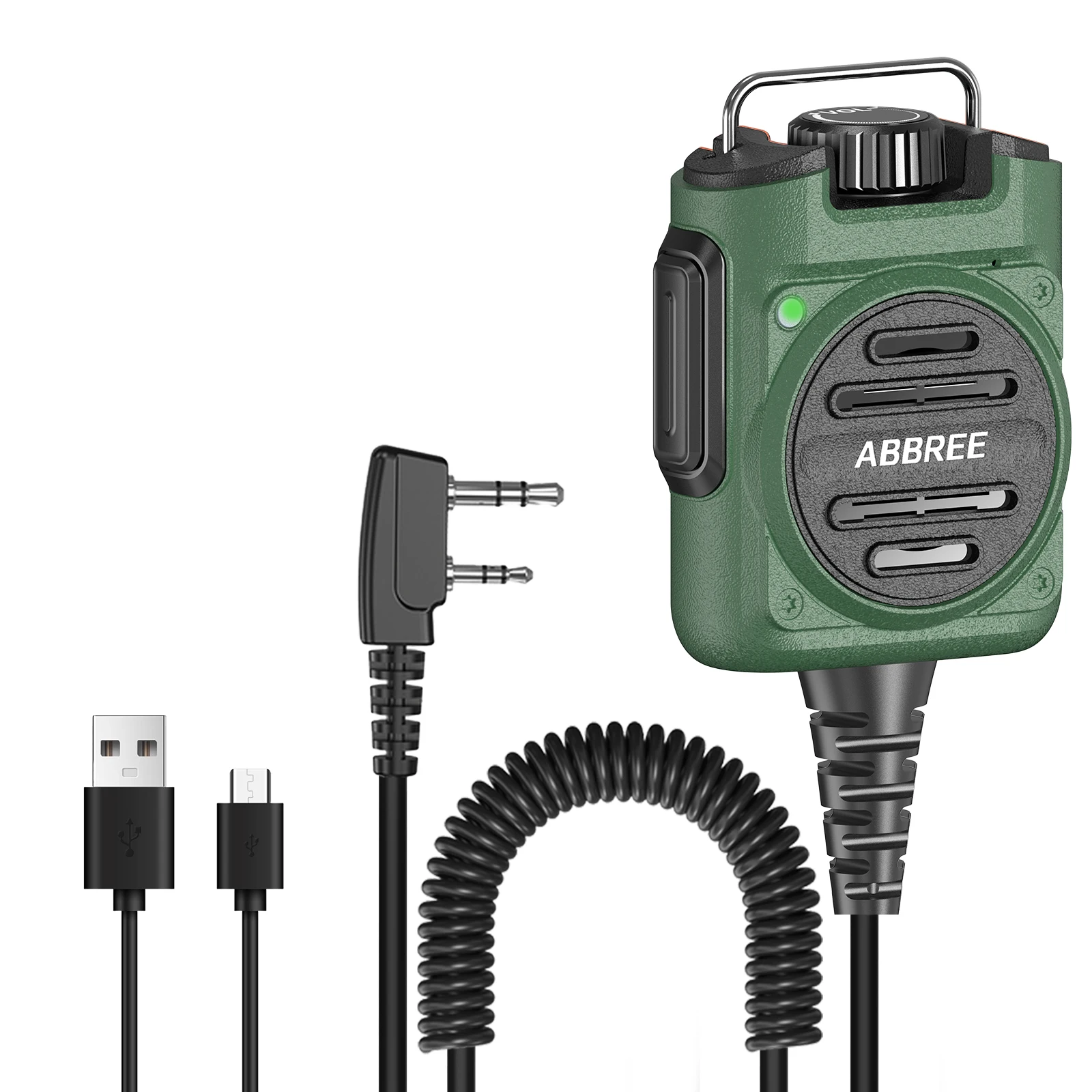 ABBREE AR-158 Wiederaufladbares Mikrofon, Lautsprechermikrofon, einstellbare Lautstärke, kompatibel mit Baofeng UV-5R Mini UV-21 PRO UV-32 Amateurfunk