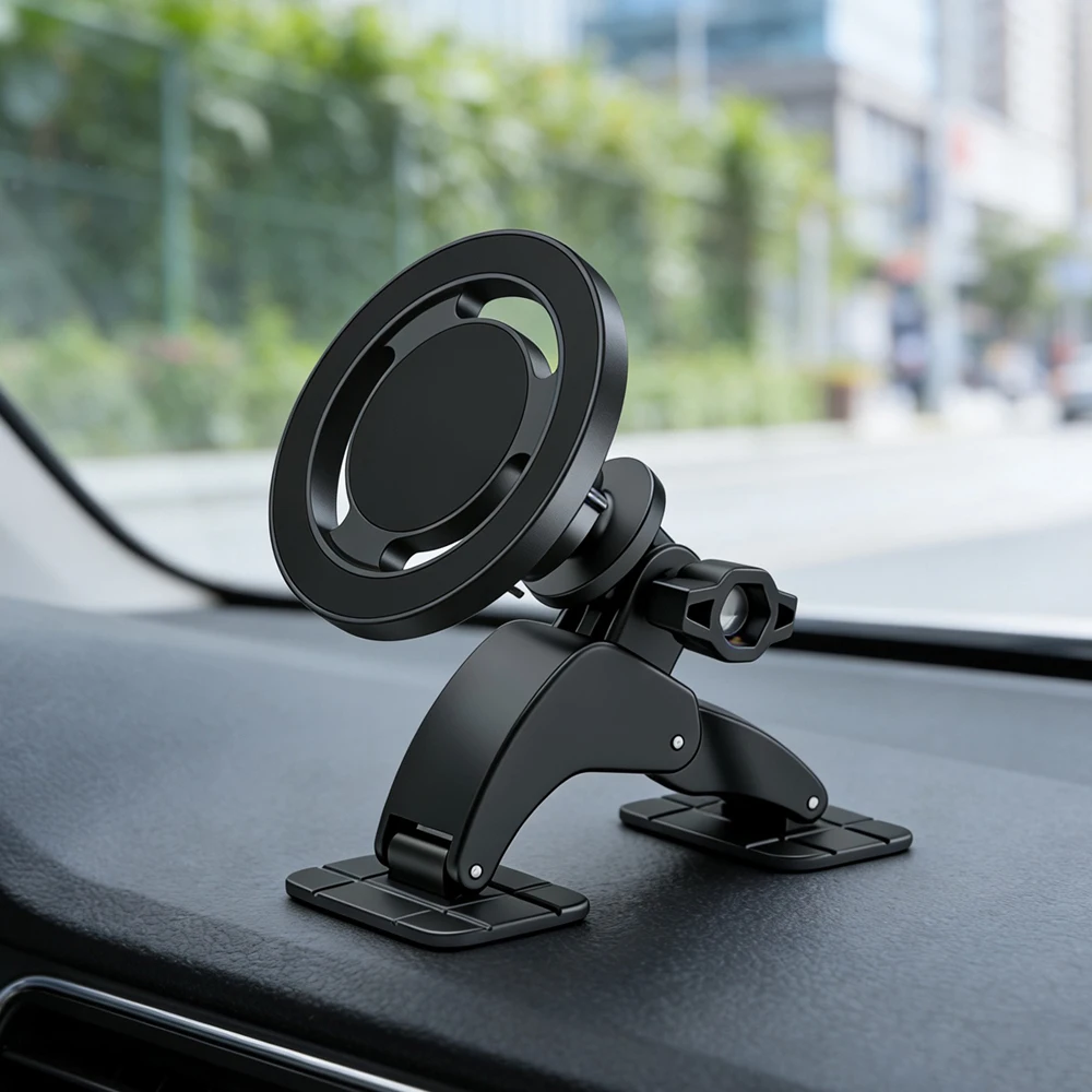 Magnetic Car Mount, Stick On Dashboard Phone Holder for Curved Surfaces, Super Strong Magnet Car Phone Mount for iPhone 16 Pro 1