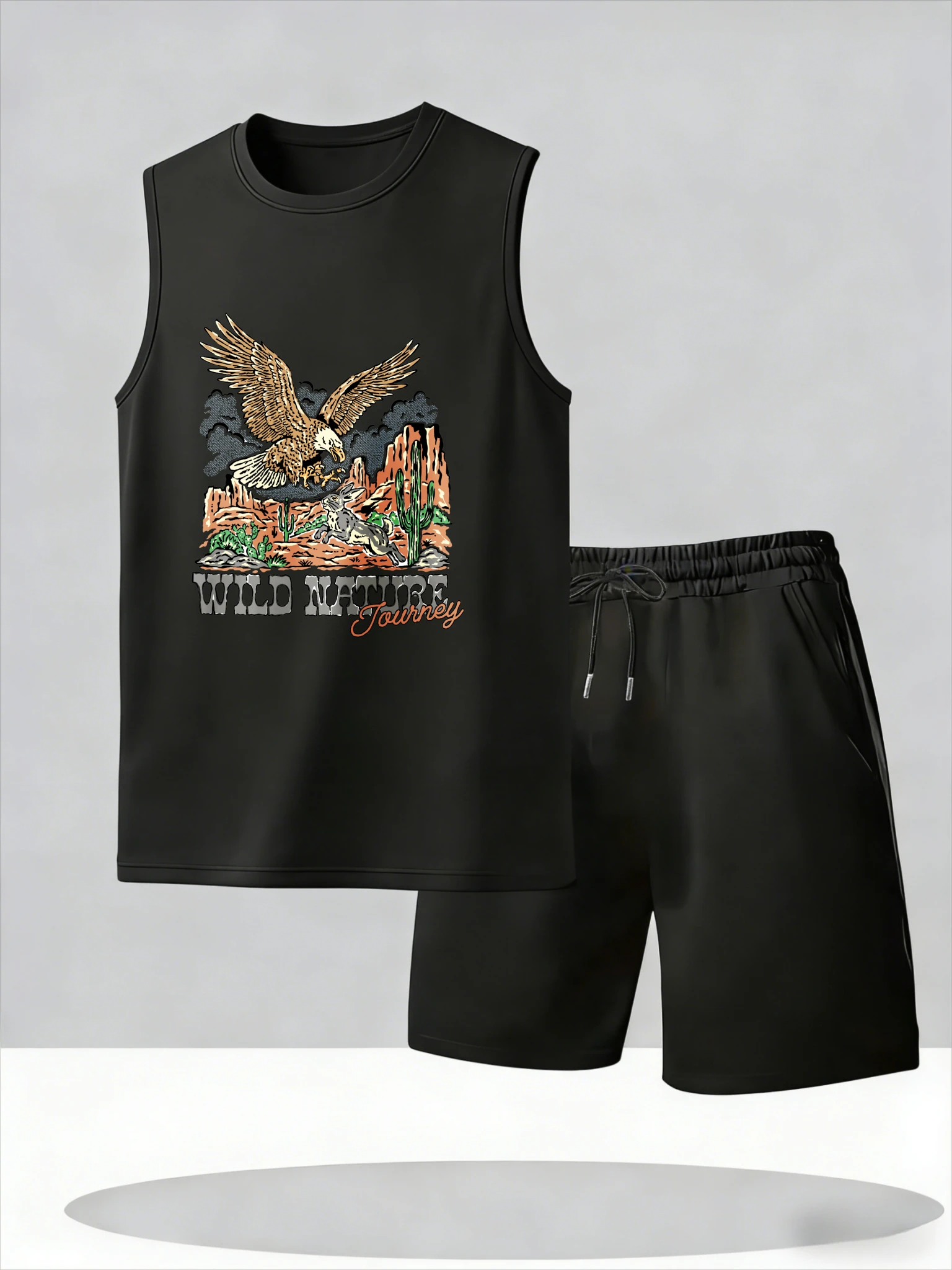 

Men's Tank Top Sets 2026 Summer Thin Quick Dry men's chandals sports seaside two-piece set oversize crewneck Breathable beach