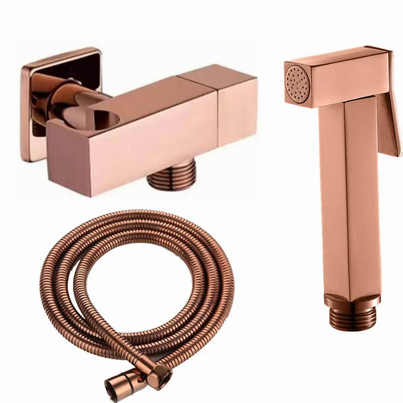 brass Toilet Bidet Faucets polish Rose Gold Bidet sprayer Brass Bathroom Shower Blow-fed Spray Gun Nozzle Single Cold Water Taps