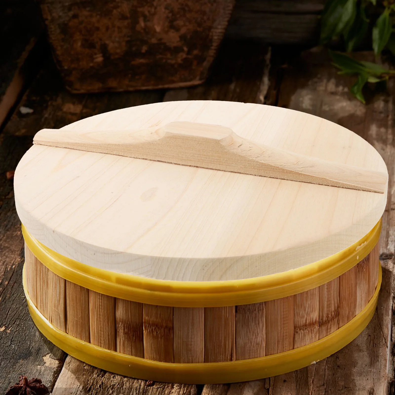 

Wood Replacement Lids Beige Steamed Rice Barrel Basket Prevent Splashing Kitchen Pot Pan Set Wok Cover Cookware Part Wooden