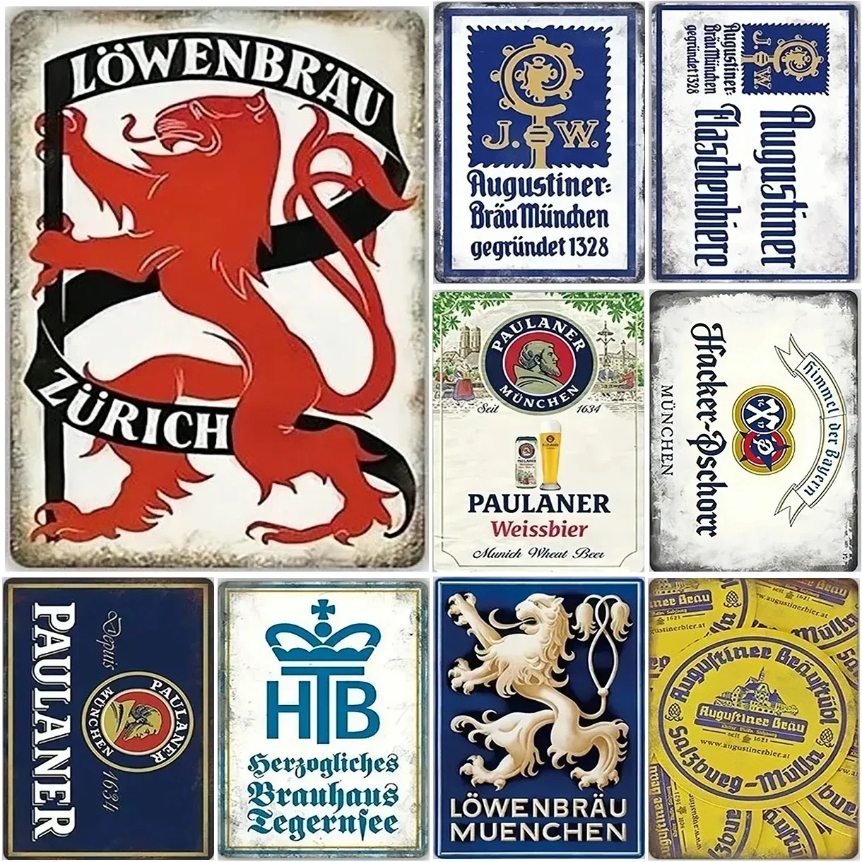 Letreros Metálicos de Hojalata Zurich Paulaner, Placa Decorativa de Pared, Póster de Arte Vintage, Pintura de Hierro para Cueva del Hombre, Hogar, Cafetería, Jardín, Club, Bar