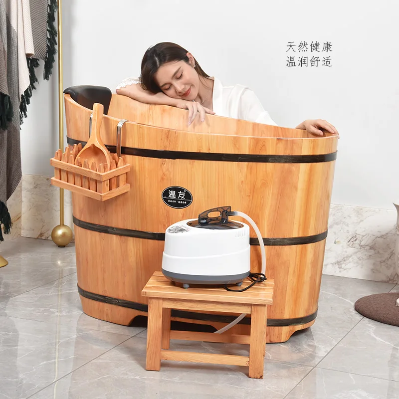 Xk Cedar Bath Barrel Home Full Body Adult Bathtub Bath Steaming Bucket