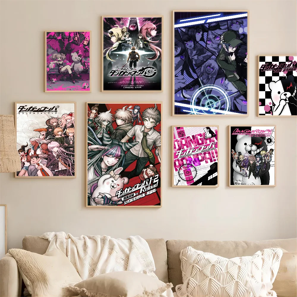 Anime Game Danganronpa Movie Sticky Posters Retro Kraft Paper Sticker DIY Room Bar Cafe Aesthetic Art Wall Painting