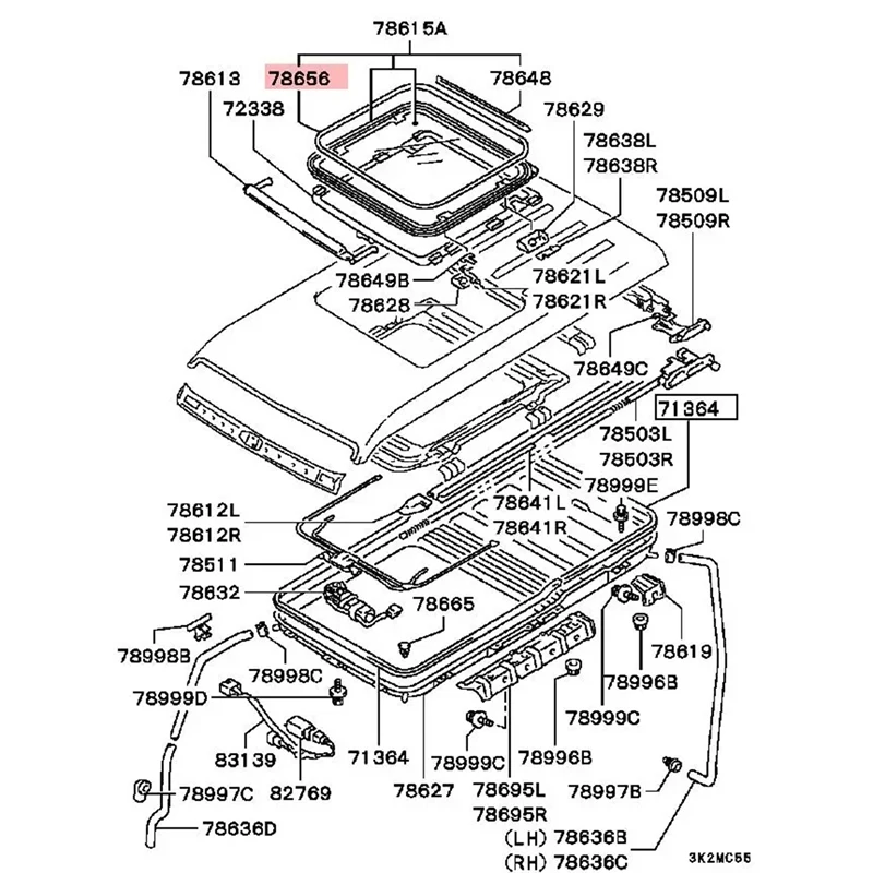

sunroof cover sealing strip Auto Sunroof Cover Rubber Sealing Strip For Montero L300 1982-1999 Glass Protection MR100655