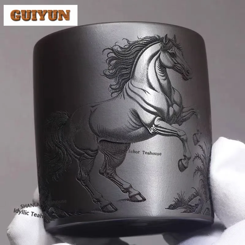 Yixing Purple Clay Fortune Horse Teacup Ancient Tea Bowl Single Cups Tea-tasting Meditation Cup Jianzhan Master Cups Teaware