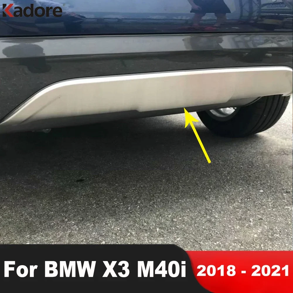 

Rear Bumper Cover Trim For BMW X3 M40i 4dr SUV 2018 2019 2020 2021 Stainless Steel Car Tail Bottom Protector Guard Accessories
