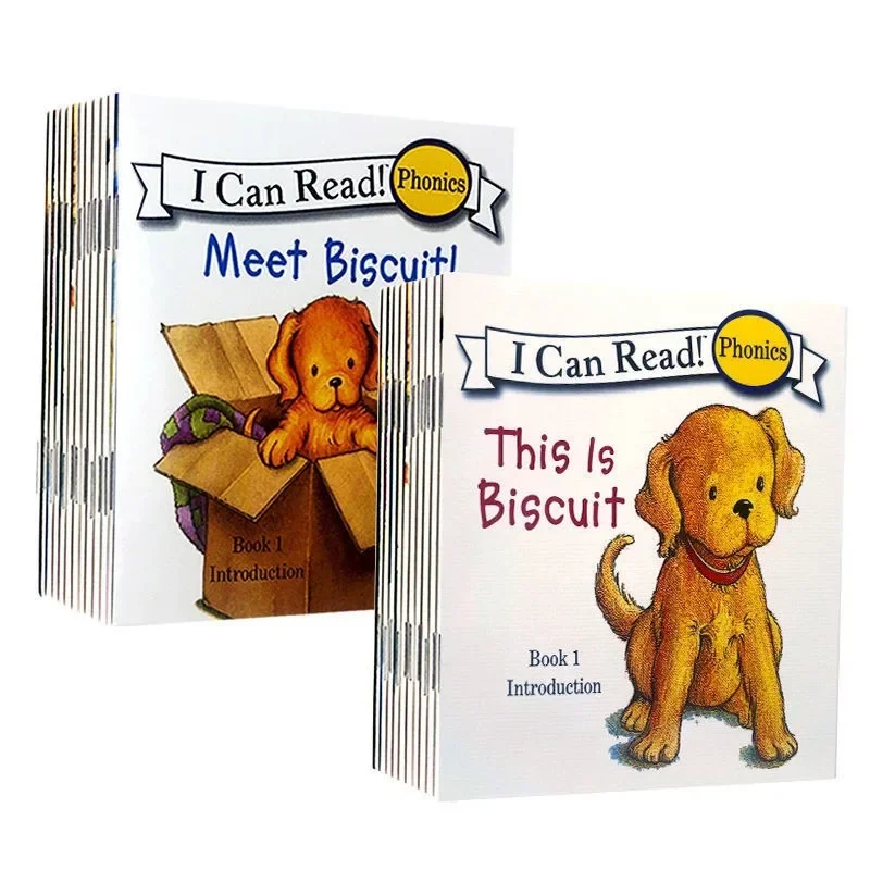 12 Books/set Biscuit Dog Series Picture Book Baby Kids English Cartoon Books Children Learn Words Educational Reading Book