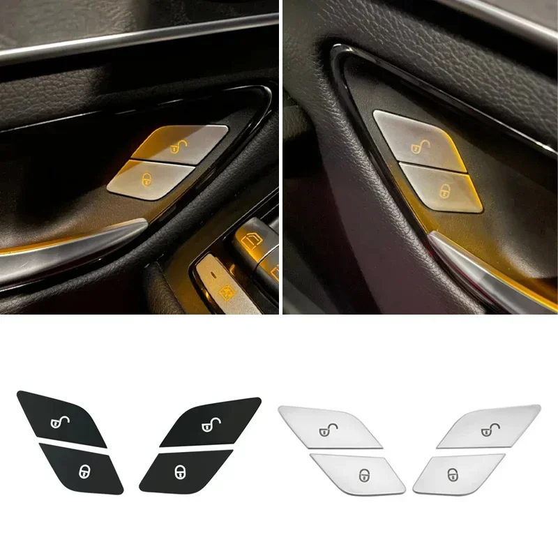 4Pcs/Set Car Door Lock Unlock Buttons Cover Trim Stickers Fit For Mercedes Benz C E S class GLC W205 W213 X253 Vito W447 W222