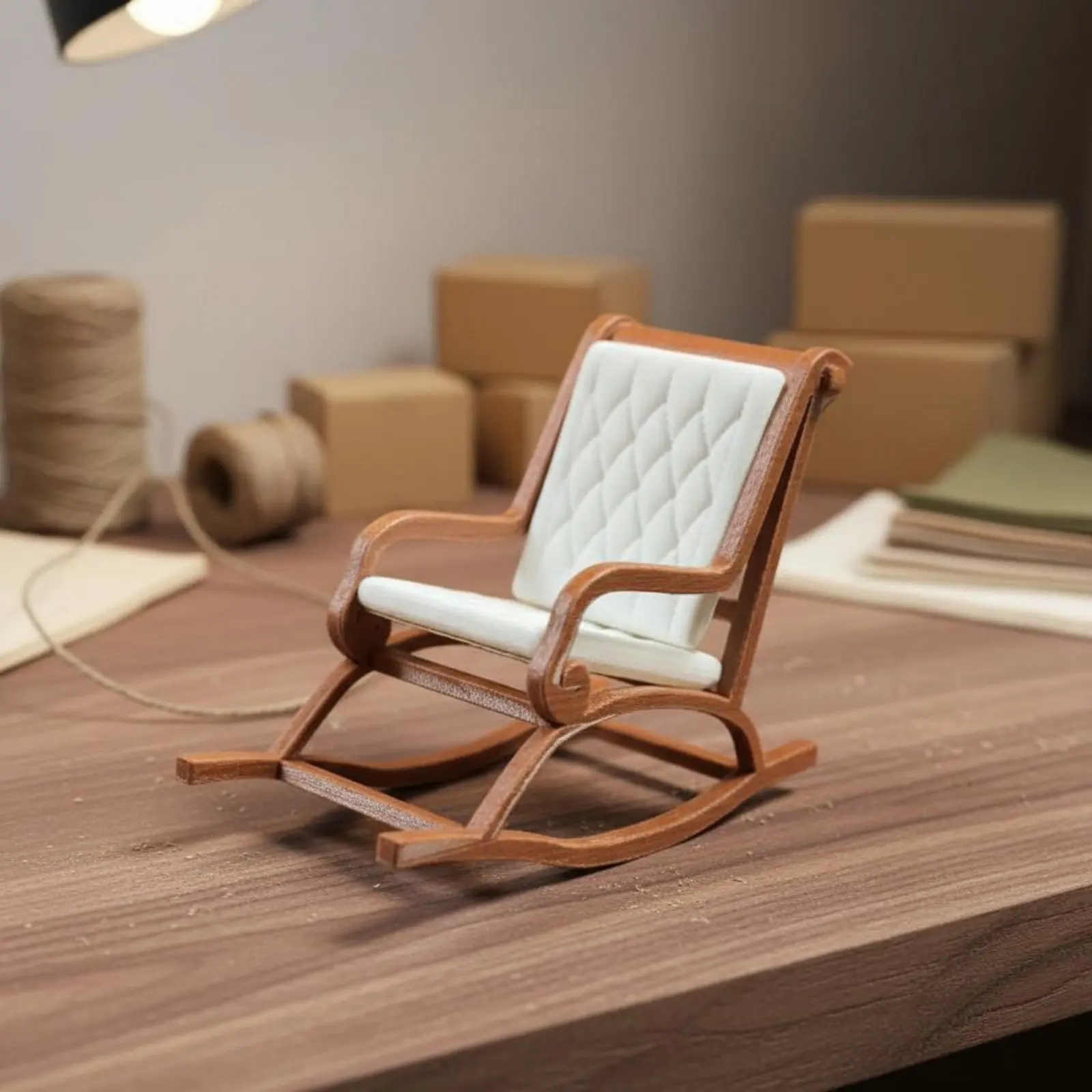 Dollhouse Rocking Chair Decorative Decoration Miniature Rocking Chair Hobby Supply Elegant Features High Quality for Collectors