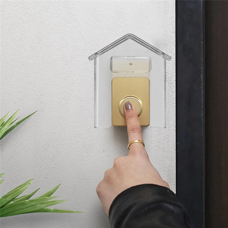 

HFIL-2 PCS Waterproof Doorbell Cover Clear Outdoor Keypad Cover Plastic Adhesive Outdoor Rings Doorbell Protector Case Durable