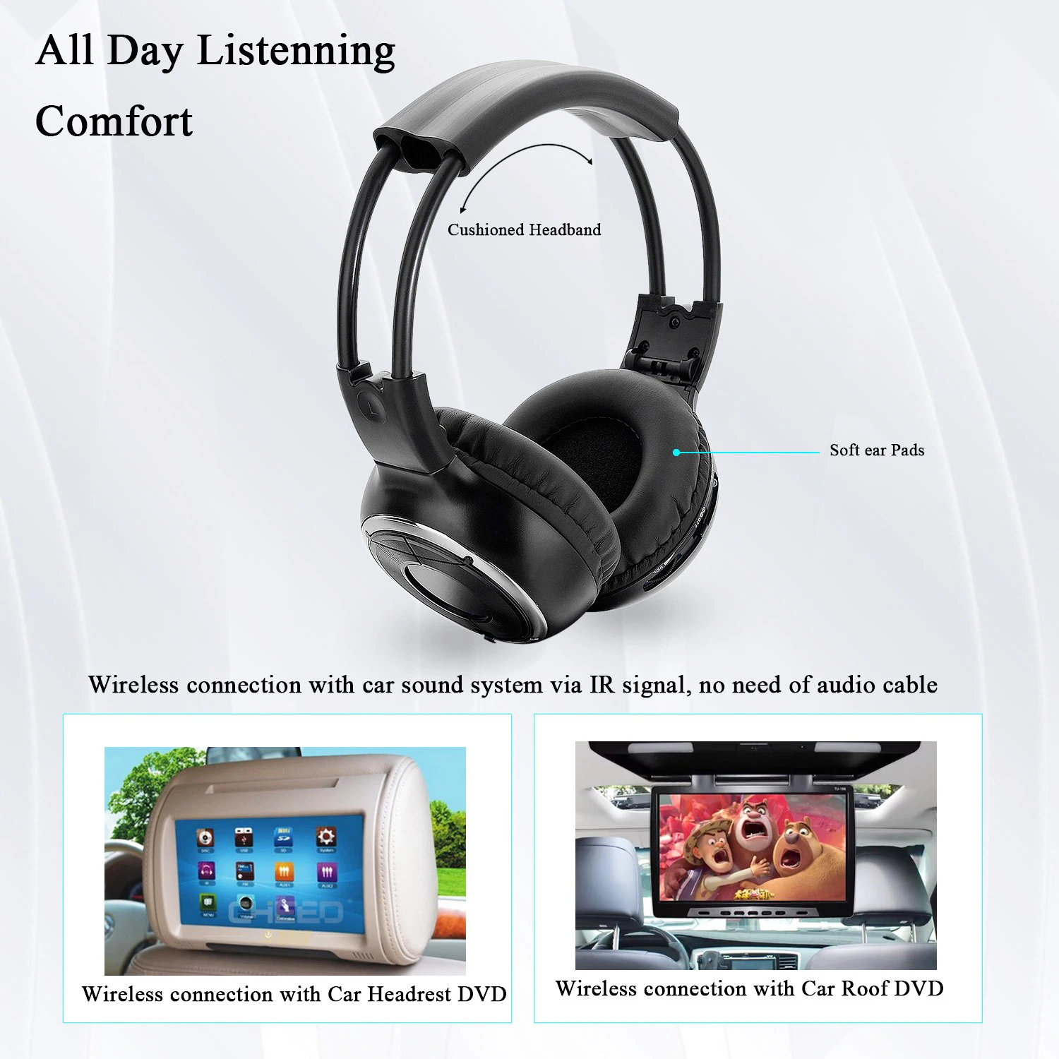 Infrared Stereo Headset  IR headphone Roof Dvd or Headrest Dvd Player Two Channels for Car and TV use