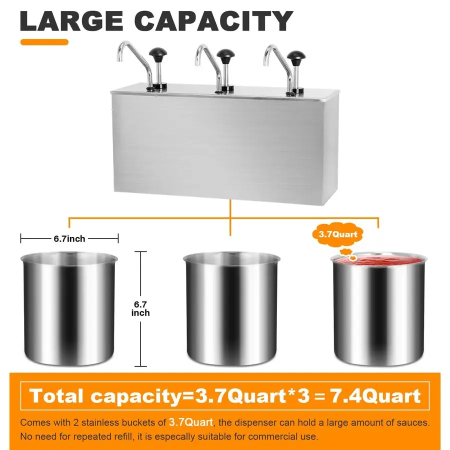 محطة المضخة موزع مضخة الصلصة غير القابل للصدأ 11 كوارت مضخات موزع الكاتشب