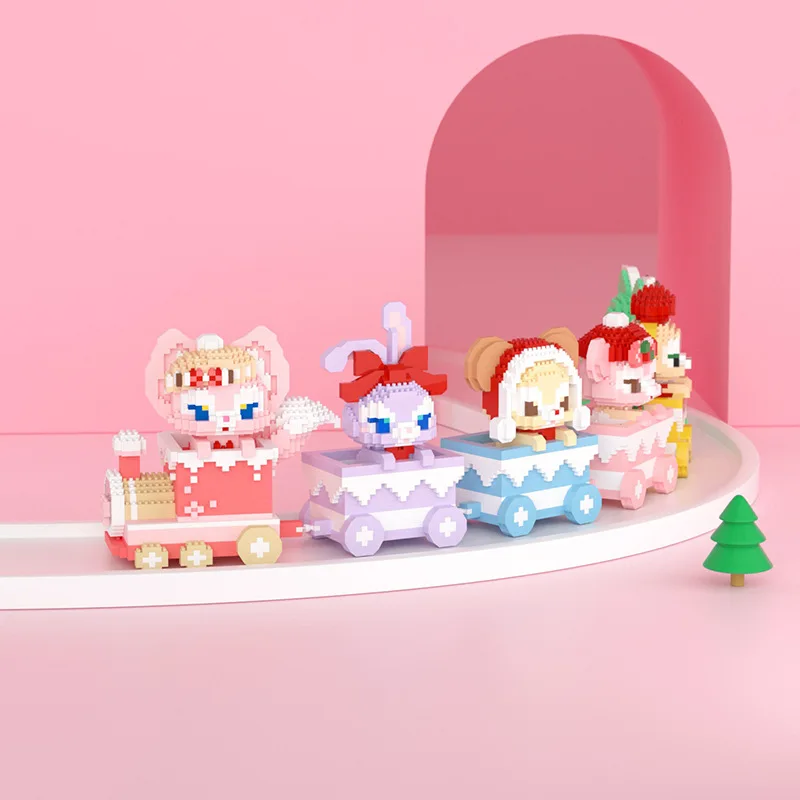 Kawaii Train Disney LinaBell Gelatoni Micro Building Blocks Funny Duffy ShellieMay Mini Diamond Brick Model Toys For Kids Gift