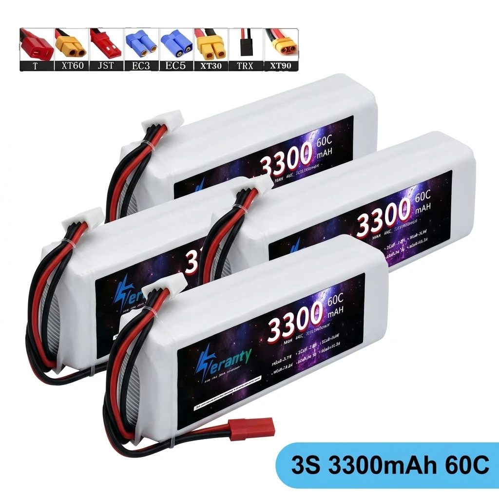 7.4V 11.1V 14.8V Lithium Polymer Battery 3300mAh with XT60 for Unmanned Aerial Vehicle Model Remote Control High Altitude Module