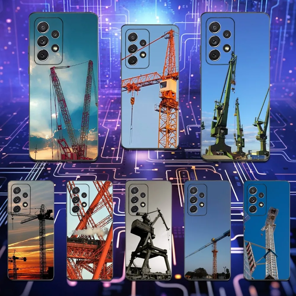 

D-Derrick T-Tower Crane Phone Case For Samsung S25,S24,S23,S22,S21,S20,S10,Ultra,Plus,Lite,FE,Soft Silicone Black Cover