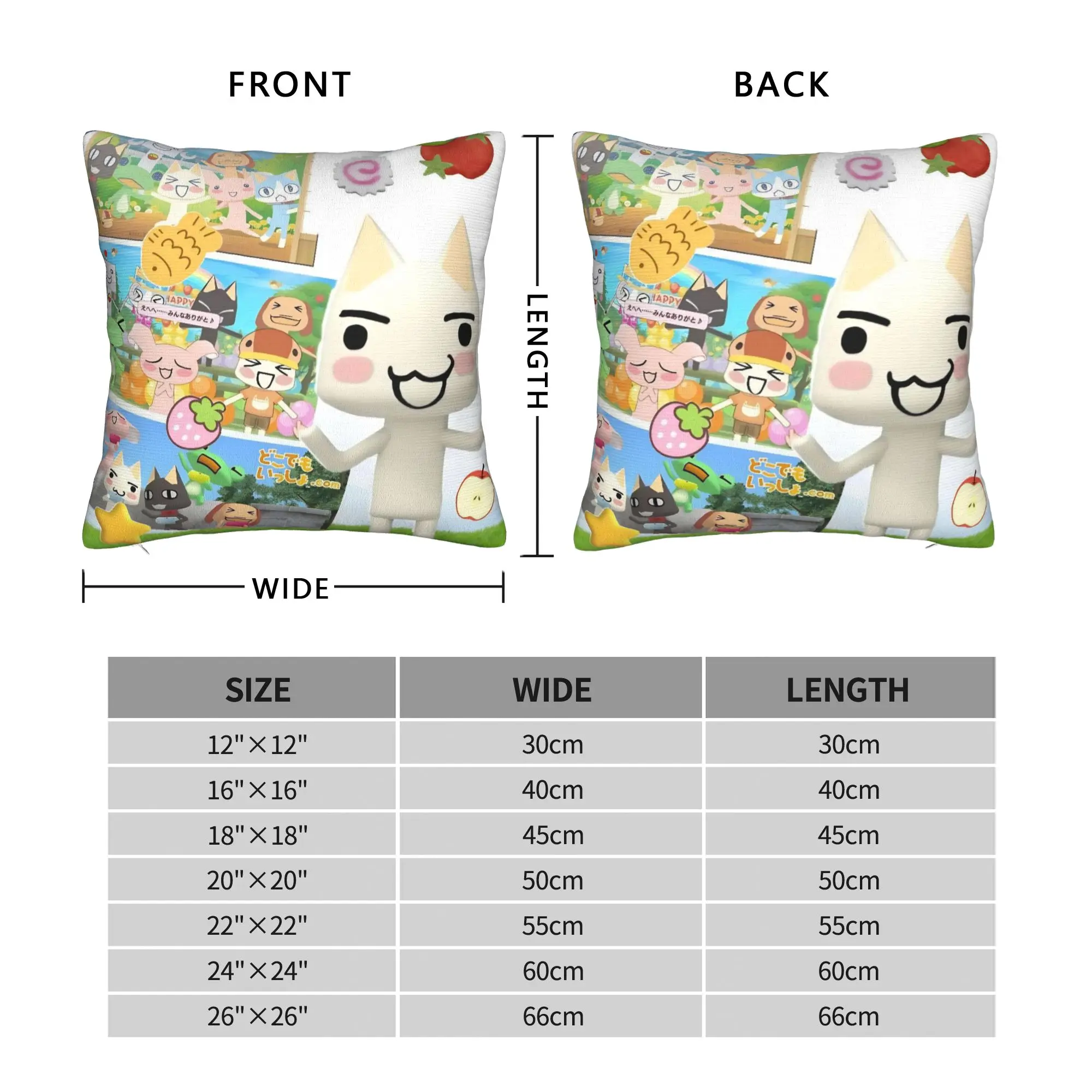 Toro Inoue Cat Square Pillowcases Polyester Seat Cute Cartoon Cushion Case Cute Home Decoration Pillowcase 40*40