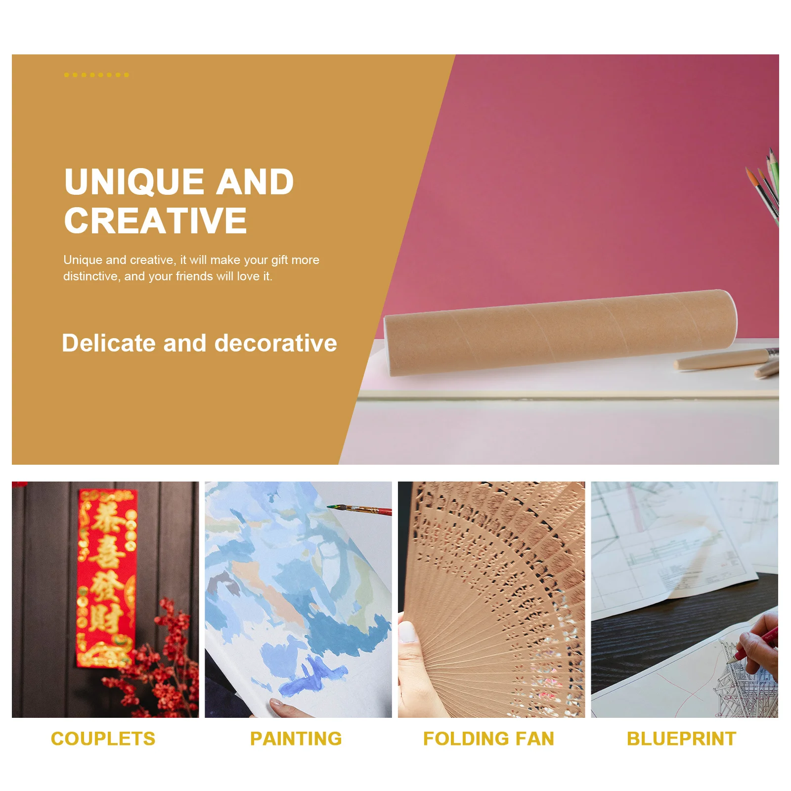 

10pcs Calligraphy Art Storage Tubes Cylinder-Shaped Painting Couplets Organizer Festive Gift Box For New Year Spring Festival