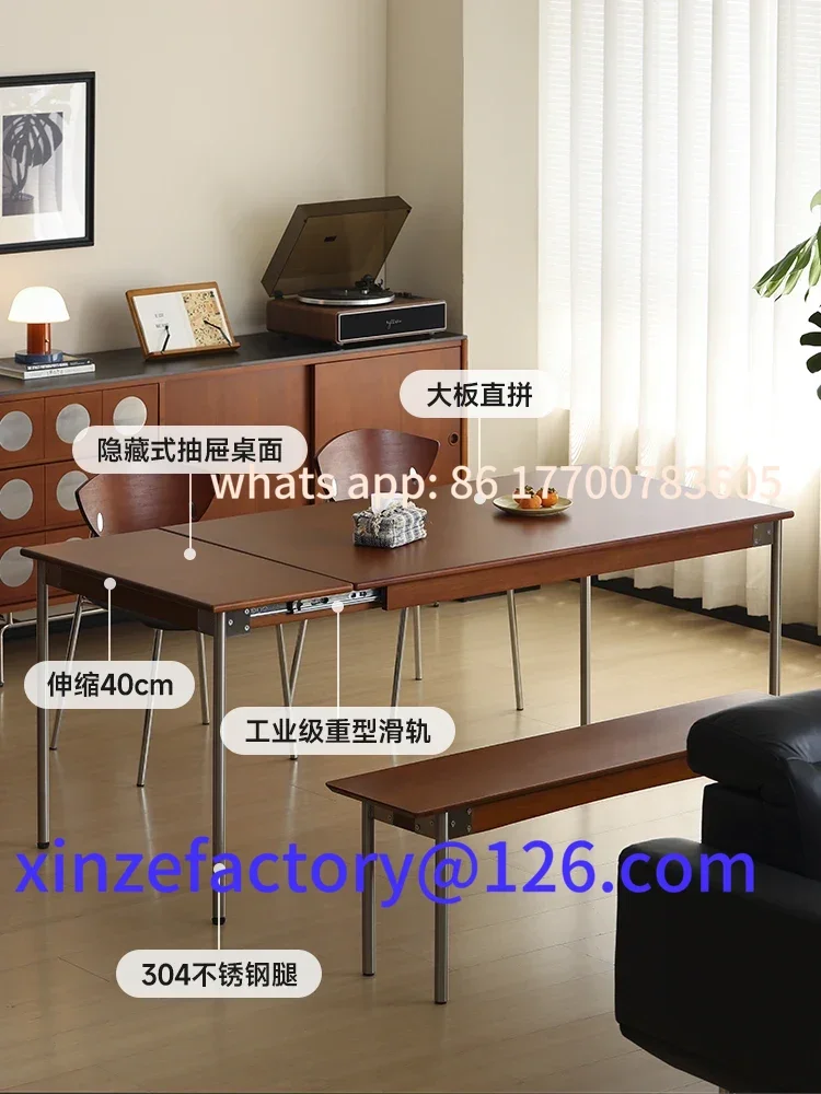 Nordic solid wood retractable dining table household rectangle
