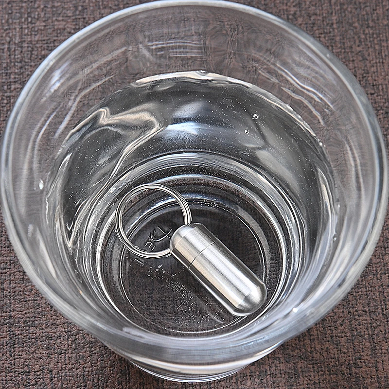 

Stainless Steel Pill Box Mini Sealed Capsule Keychain Outdoor Waterproof First Aid Survival Pill Case Travel Tools
