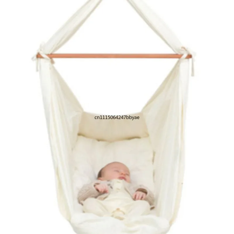 Organic cotton baby hammock modern design newborn indoor cradle swing spring foldable outdoor use