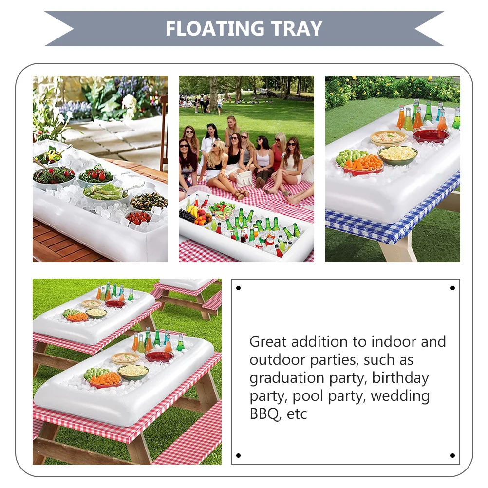 

2PCS PVC Inflatable Ice Tray Salad Plate Pool Cooler Floating Drink Holder Portable Lightweight Party BBQ Wedding Pool Float