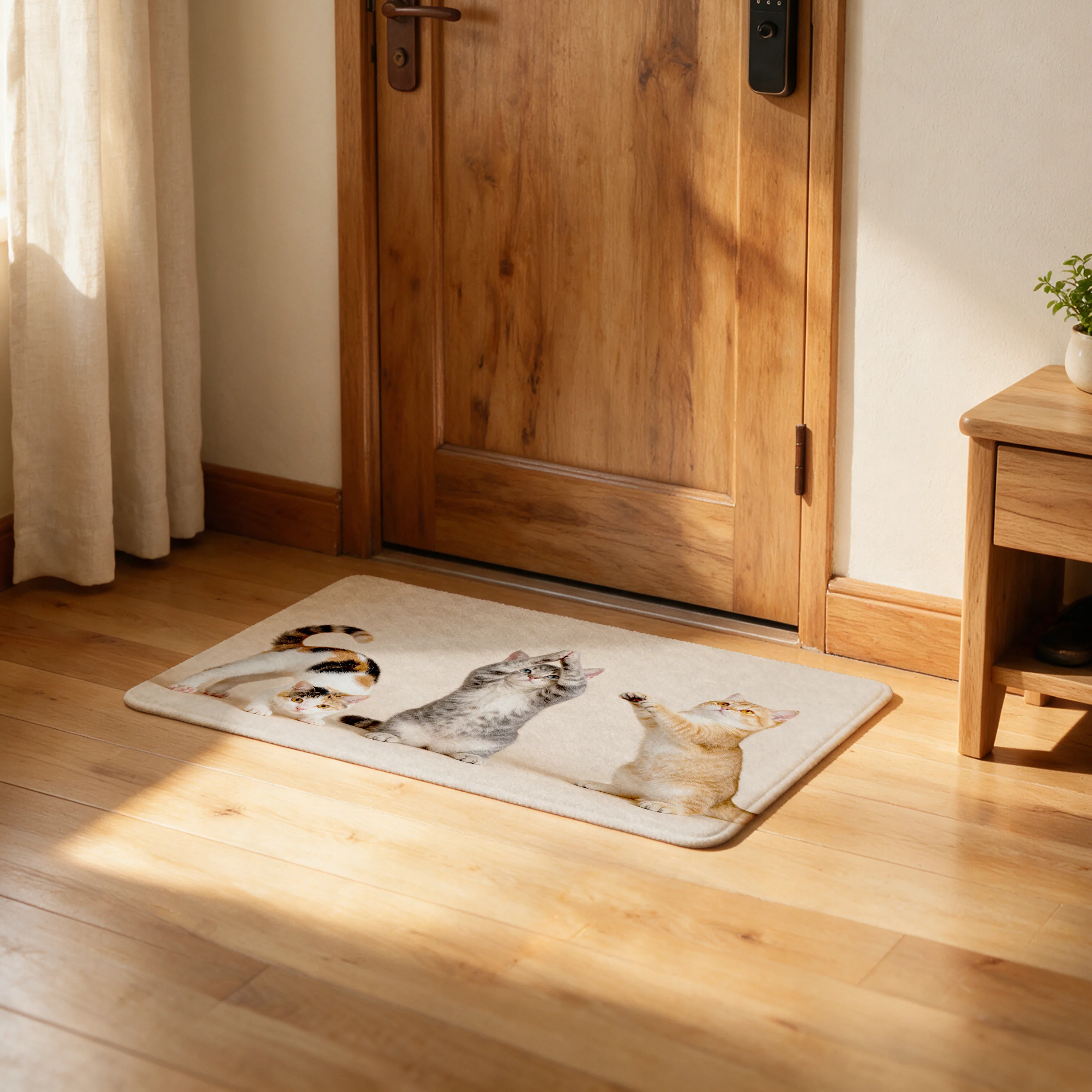 Cute Cat Print Pet Mat Rug for Living Room Home Decor Entrance Way Cozy Floor Mat Washable Non Slip Gift for Pet Lovers