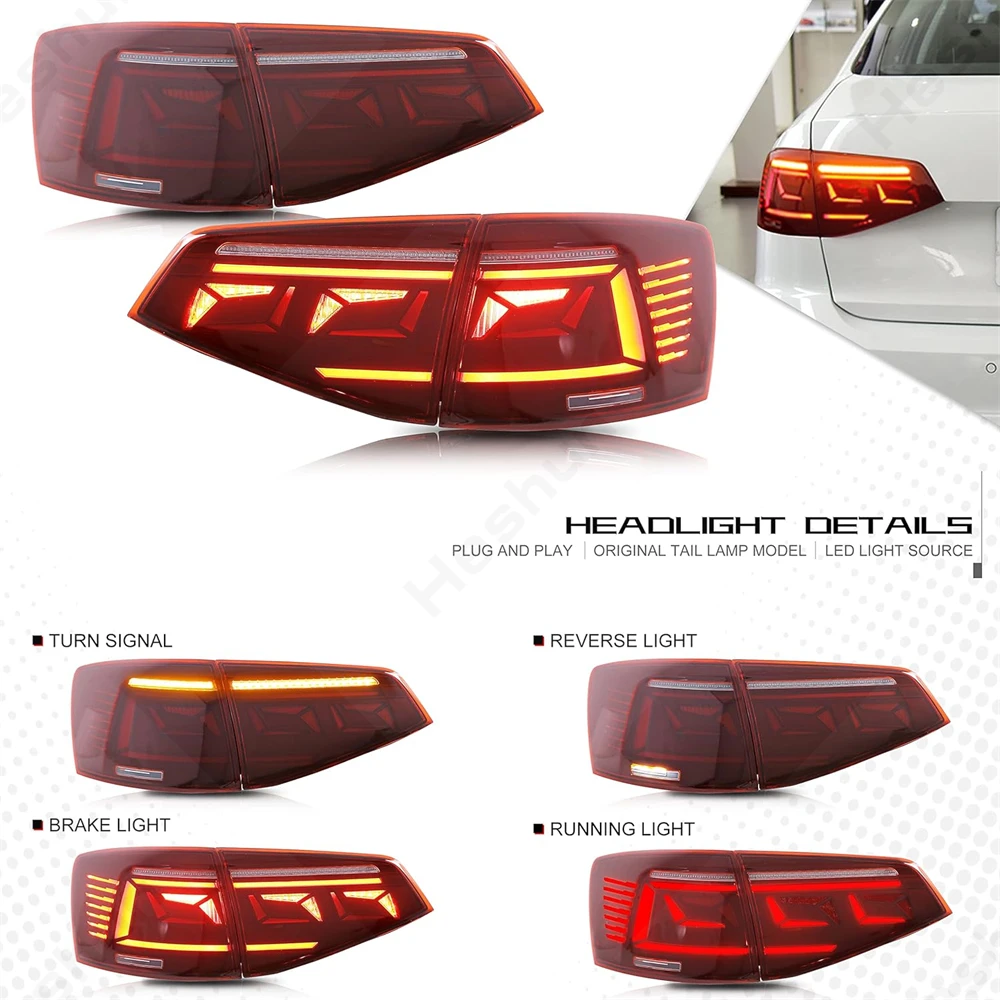 Tail Lights for VW Volkswagen Jetta MK6 2015 2016-2018 Rear Lighs LED Tail Light Smoked Taillight Taillamp Assembly Brake Lamps