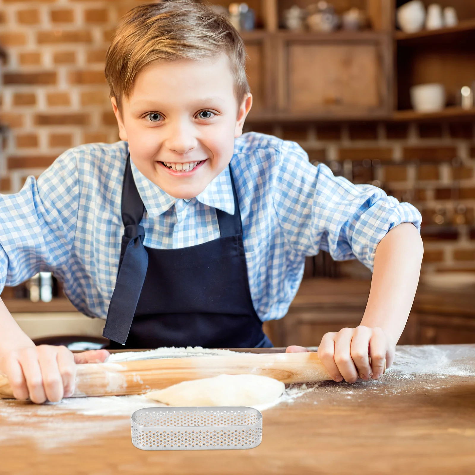 

6Pcs Stainless Steel Oval Tart Ring Baking Gadget for Cake Mousse Mold Non-Stick Easy Release Reusable Baking Accessory