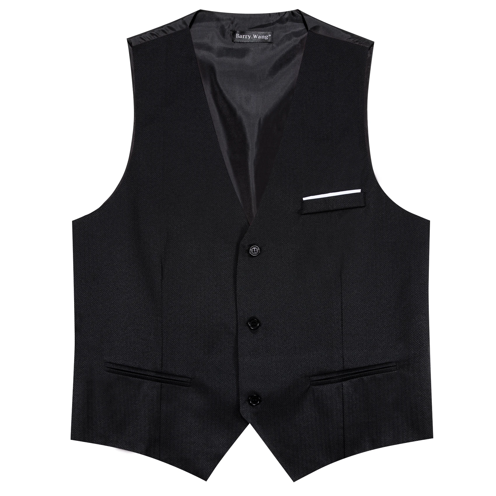 Barry.Wang Desinger Silk Men Vest Jacquard Solid Striped 3 Buttons Slim Waistcoat Sleeveless Jacket Male Wedding Business Party