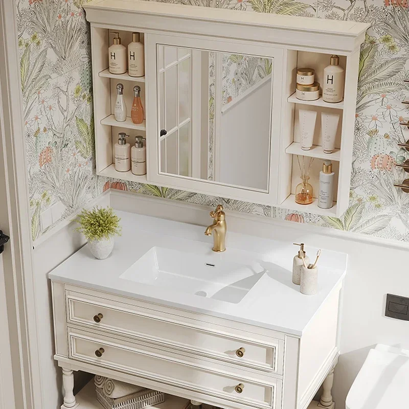 

Простой дизайн, полки для туалетного столика с раковиной, современные туалетные столики для хранения вещей, многофункциональный светильник для ванной комнаты Gabinetti LLBC