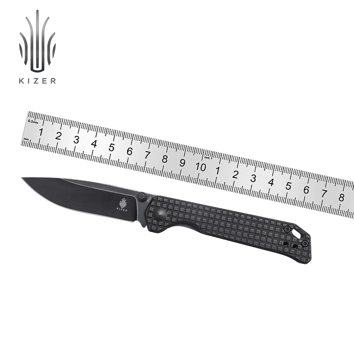 

Kizer Survival Knife Begleiter Mini Ki3458RA3 2022 New Black Titanium Handle with 20CV Steel Blade Hunting Knife Outdoor Tools