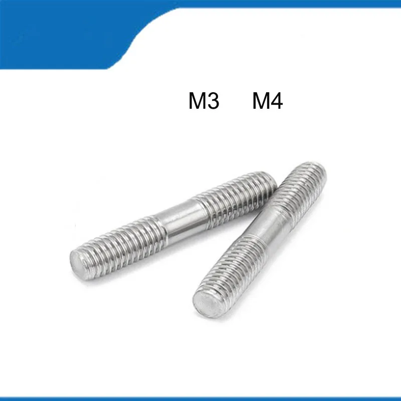 

High Quality Double End Thread Rod 10PCS M3 M4 304 Stainless Steel Stud Bolts Screw Rod Tooth Stick Dual Head Threaded Bar