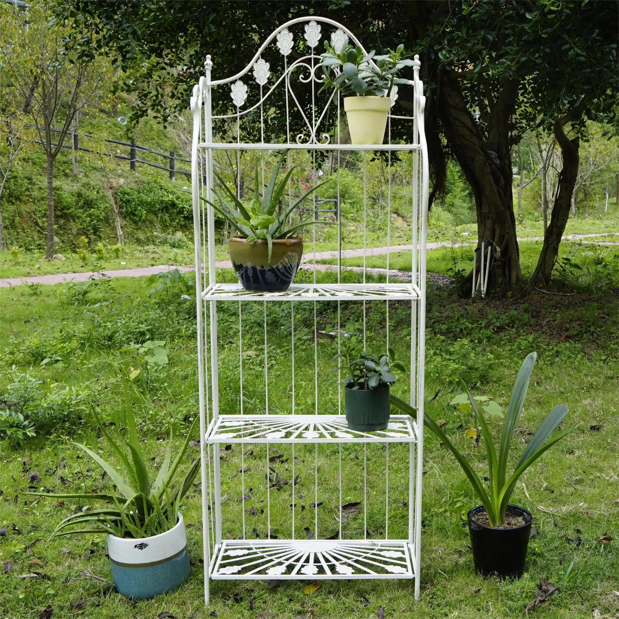 

Wrought iron multi-layer flower stand Floor storage Raise flower pot Garden Outdoor balcony Storage Folding succulent