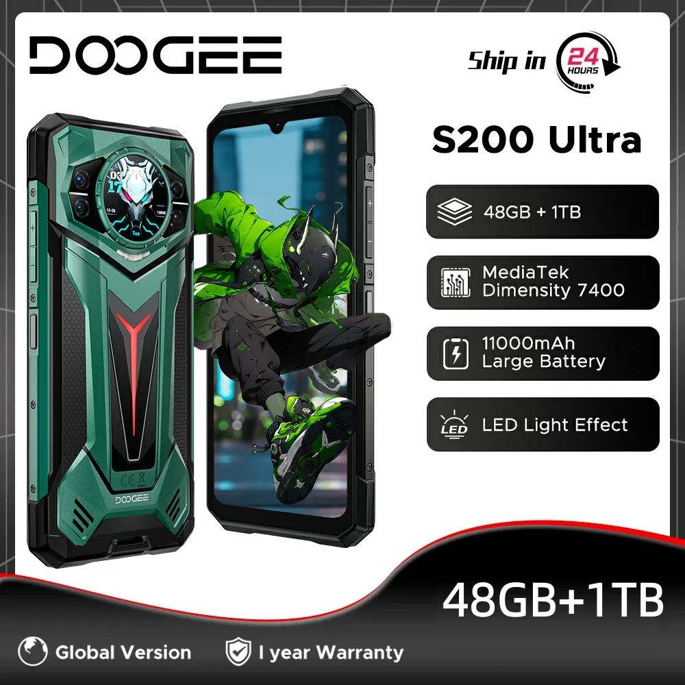 DOOGEE S200 Ultra 5G AI Rugged Phone 48GB+1TB Light Effect 1.34
