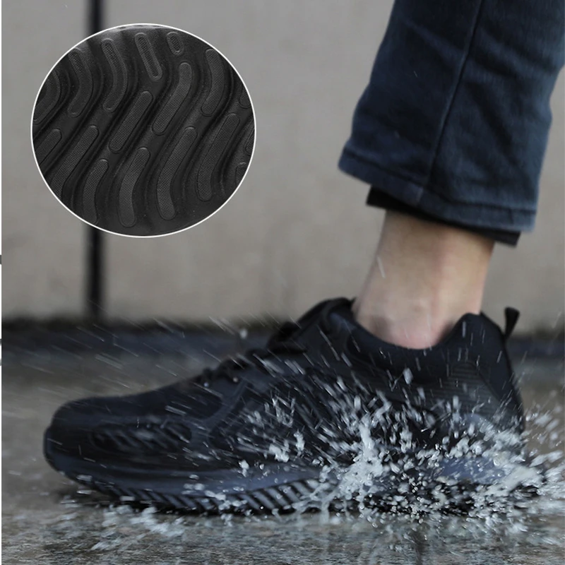 Waliantile Men Safety Shoes For Construction Working Boots Breathable Anti-smashing Steel Toe Indestructible Safety Sneakers Man