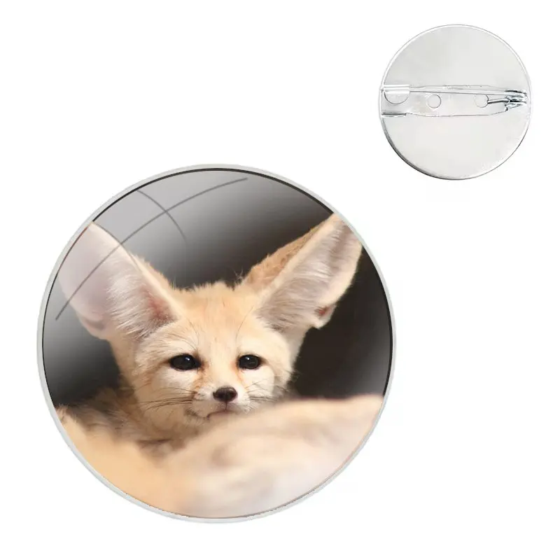 Glass Dome Brooches Badge Pins For Clothes Hat Shirt Lapel Bag Animal Fennec Fox