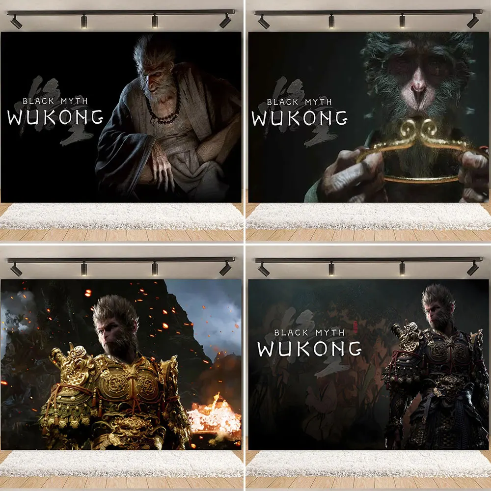 

Black Myth Wukong Theme Background Cloth Decoration Home Decorate Poster Tapestry Painting Creative Game Surrounding Prop Supply