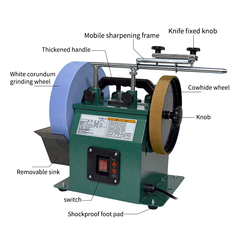 Grinder 10 Inch Low-speed Grinding Wheel Water-cooled Grinder Positive and Negative White Corundum Polishing Machine 220V YZ