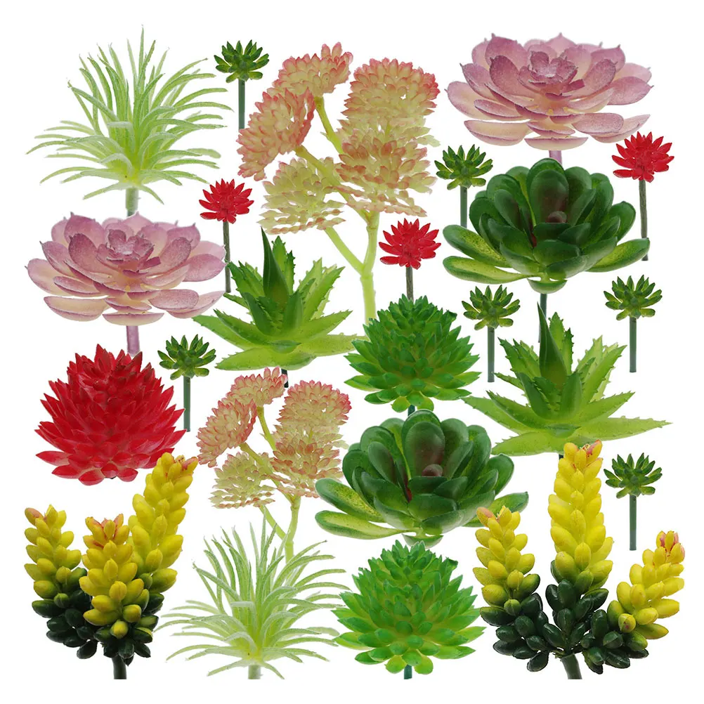 

24Pcs Succulent Flocking Plants Artificial Succulents Unpotted Artificial Succulents Picks Succulent Plants Cacti Diy Materials