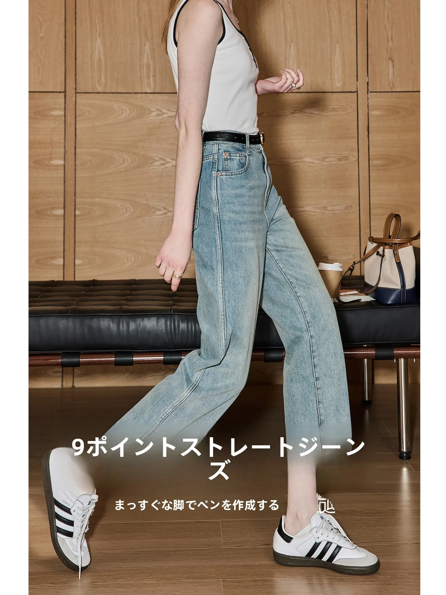 

KuHNMaVi Women's Straight Leg Jeans High Waist Nine kets Casual Summer New Sle Blue Cotton Polyester Recycled Fiber